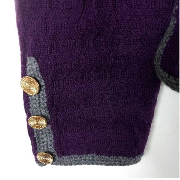 Trina Turk Womens Wool Cardigan Long Sleeve Dark Purple - Picture 3 of 5